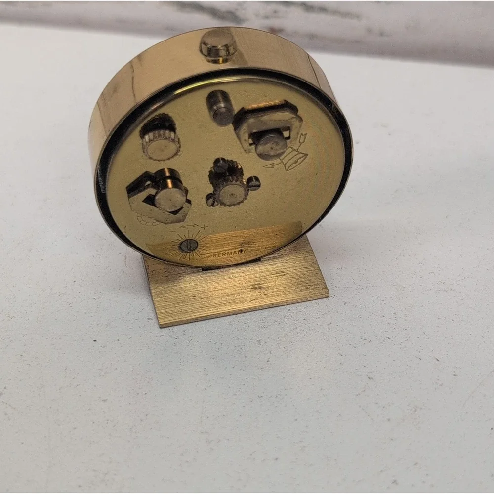 Seth Thomas Wind‎ Up Travel Alarm Clock Folding Case Vintage Gold Tone